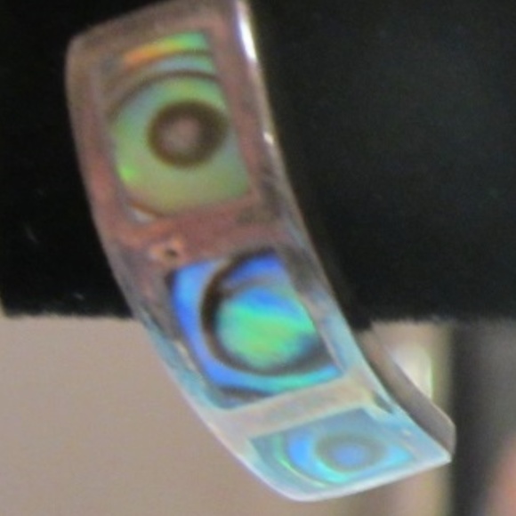 Vintage Sterling Designer Abalone Inset earrings - Picture 4 of 4